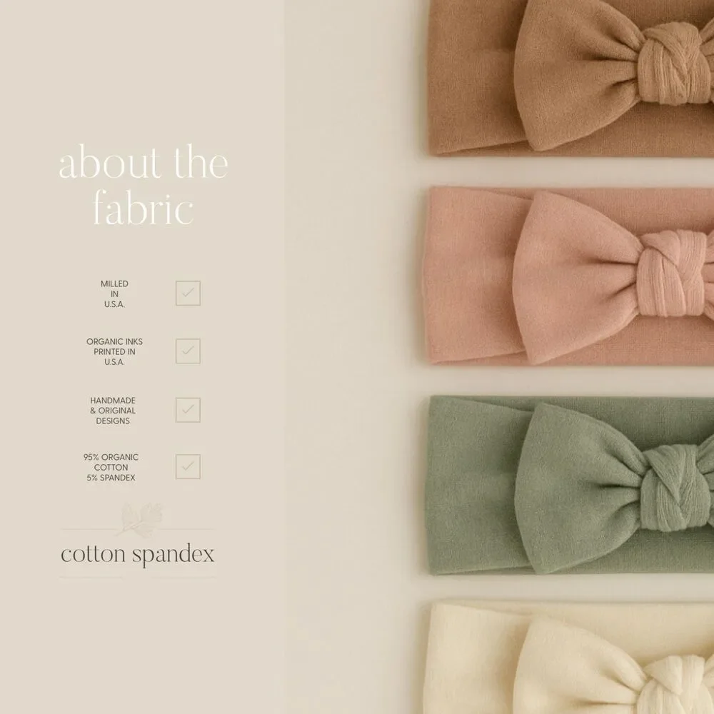 Organic Cotton Natural Baby Girl Bow | Sustainably Made Newborn Headband